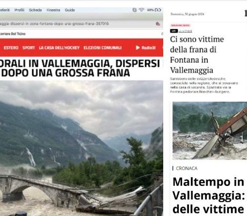 Alcuni giornali online ticinesi sul disastro in Vallemaggia: Ticinonews, laRegione e Tio con i titoli principali di questa mattina Alcuni giornali online ticinesi sul disastro in Vallemaggia: Ticinonews, laRegione e Tio con i titoli principali di questa mattina