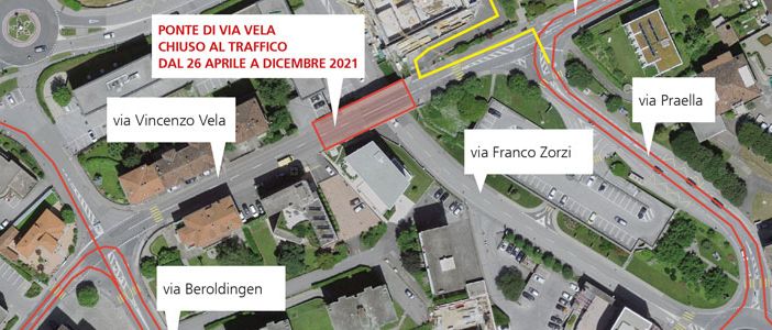 Mendrisio: risanamento del ponte di via Vela. Transito interrotto fino alla fine dell’anno