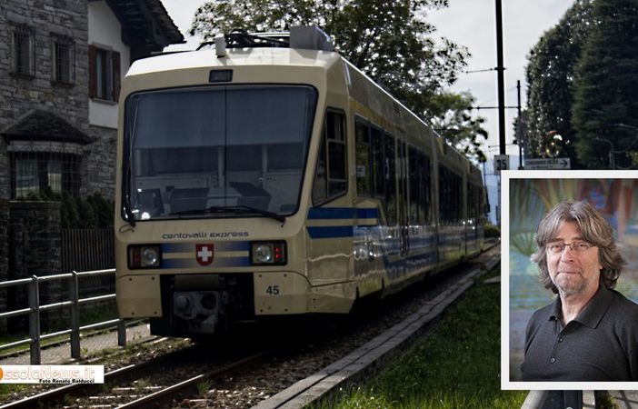 Foto: la Vigezzina e nel riquadro il deputato svizzero Bruno Storni