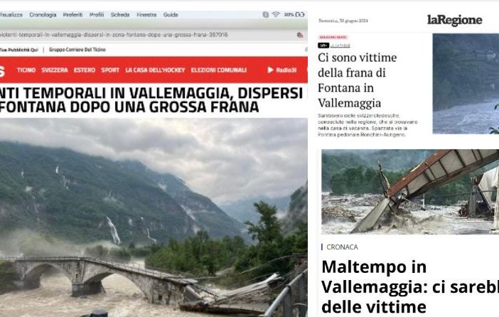 Alcuni giornali online ticinesi sul disastro in Vallemaggia: Ticinonews, laRegione e Tio con i titoli principali di questa mattina Alcuni giornali online ticinesi sul disastro in Vallemaggia: Ticinonews, laRegione e Tio con i titoli principali di questa mattina
