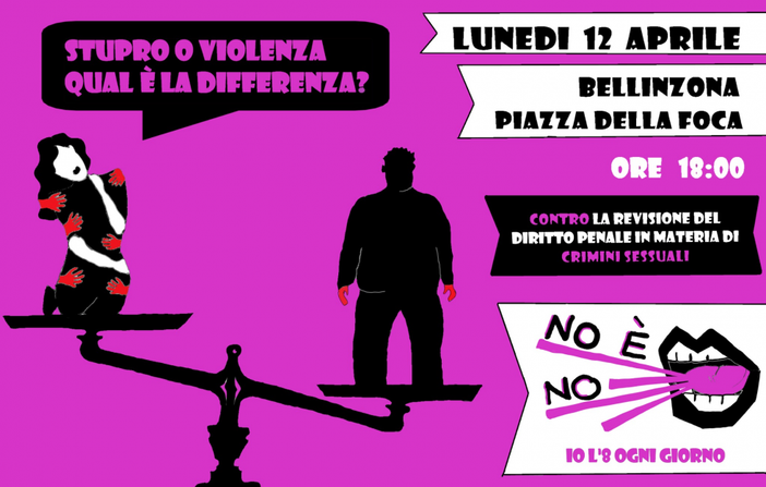 Stupro o violenza, qual è la differenza? Manifestazione a Bellinzona