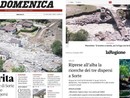 Quotidiani cartacei e online ticinesi con titoli e immagini drammatiche sul disastro in Mesolcina
