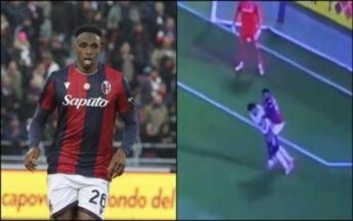 Bologna-Juve, Lucumì sbatte a terra Conceicao in area ma l'arbitro non fischia Bologna-Juve, Lucumì sbatte a terra Conceicao in area ma l'arbitro non fischia