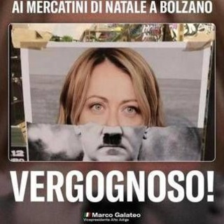Bolzano, Galateo (FdI): "Fotomontaggio Meloni-Hitler ai mercatini Natale, inaccettabile" Bolzano, Galateo (FdI): "Fotomontaggio Meloni-Hitler ai mercatini Natale, inaccettabile"