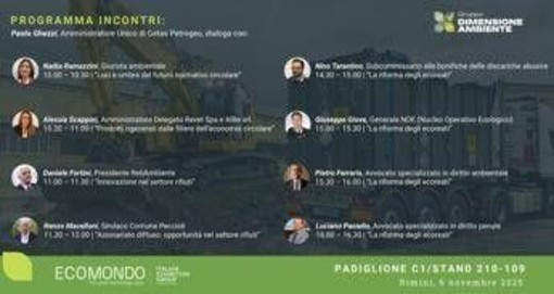 Sostenibilità, Dimensione Ambiente a Ecomondo con i dialoghi sull’economia circolare Sostenibilità, Dimensione Ambiente a Ecomondo con i dialoghi sull’economia circolare