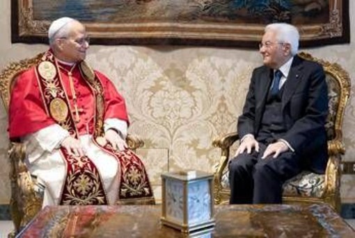 Papa in visita al Quirinale, Mattarella: &quot;Rilanciare soluzione due popoli due Stati&quot;. Leone: &quot;Risposte urgenti e lungimiranti&quot;