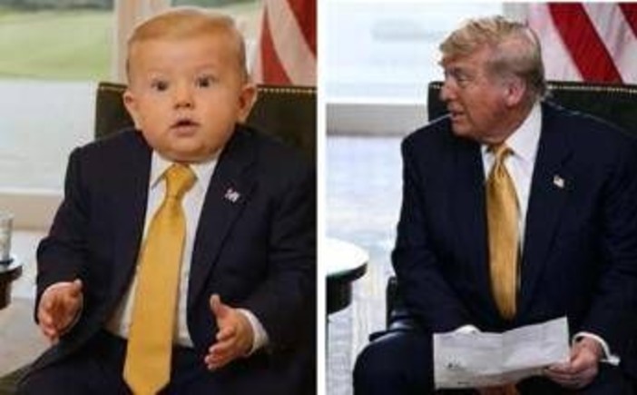 Trump-von der Leyen versione baby, l'AI ricrea l'incontro