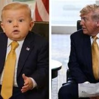 Trump-von der Leyen versione baby, l'AI ricrea l'incontro